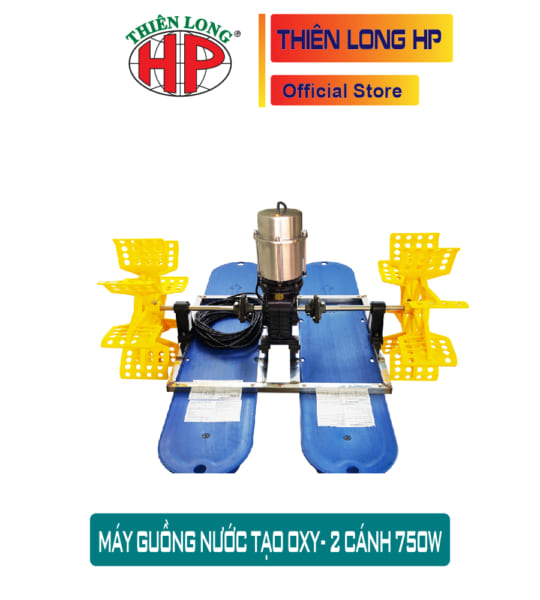Máy guồng nước tạo Oxy 1HP 2 cánh quạt Thiên Long Hùng Phương (Paddle wheel aerator 1HP 2 impeller)